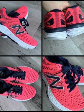 New Balance 680 v6 Running Shoes, Neon Coral and Navy, Women’s Size 6